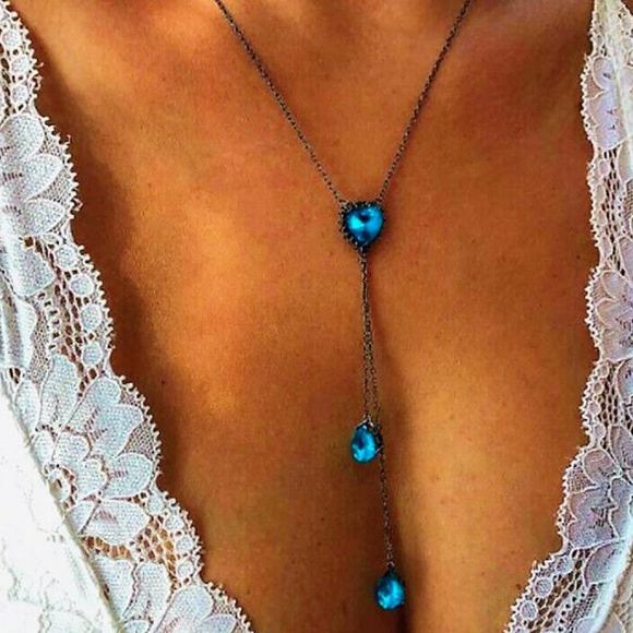 Jewelry - New Multi Layered Long Blue Crystal Necklace